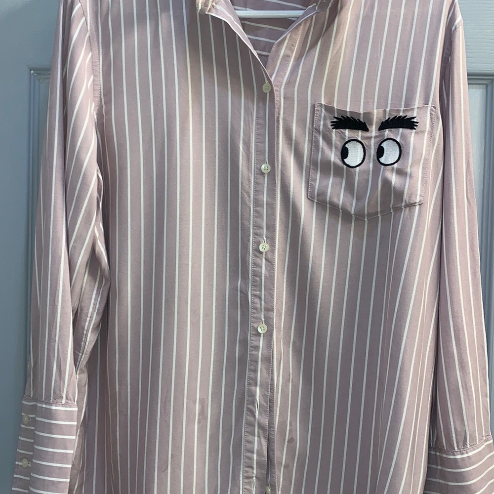 Madewell Embroidered Eyes button up